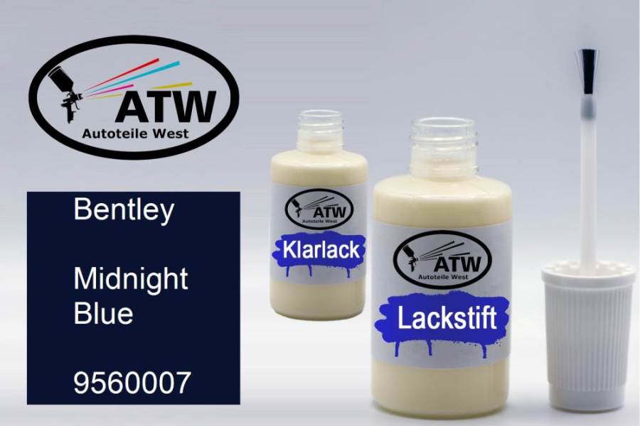 Bentley, Midnight Blue, 9560007: 20ml Lackstift + 20ml Klarlack - Set, von ATW Autoteile West.